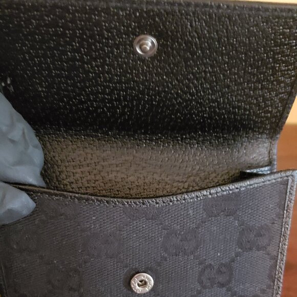 New Gucci Black Canvas Compact Wallet - Picture 7 of 15